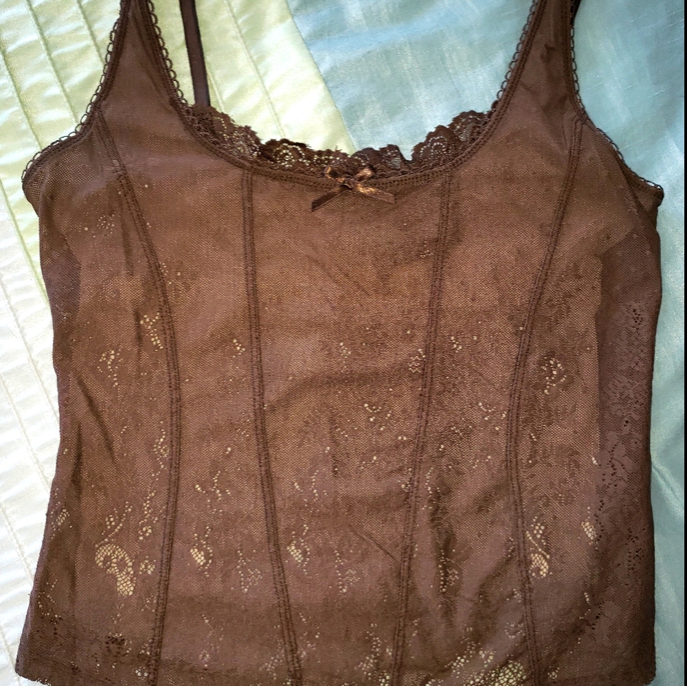 Women's NY& Co brown lace tank